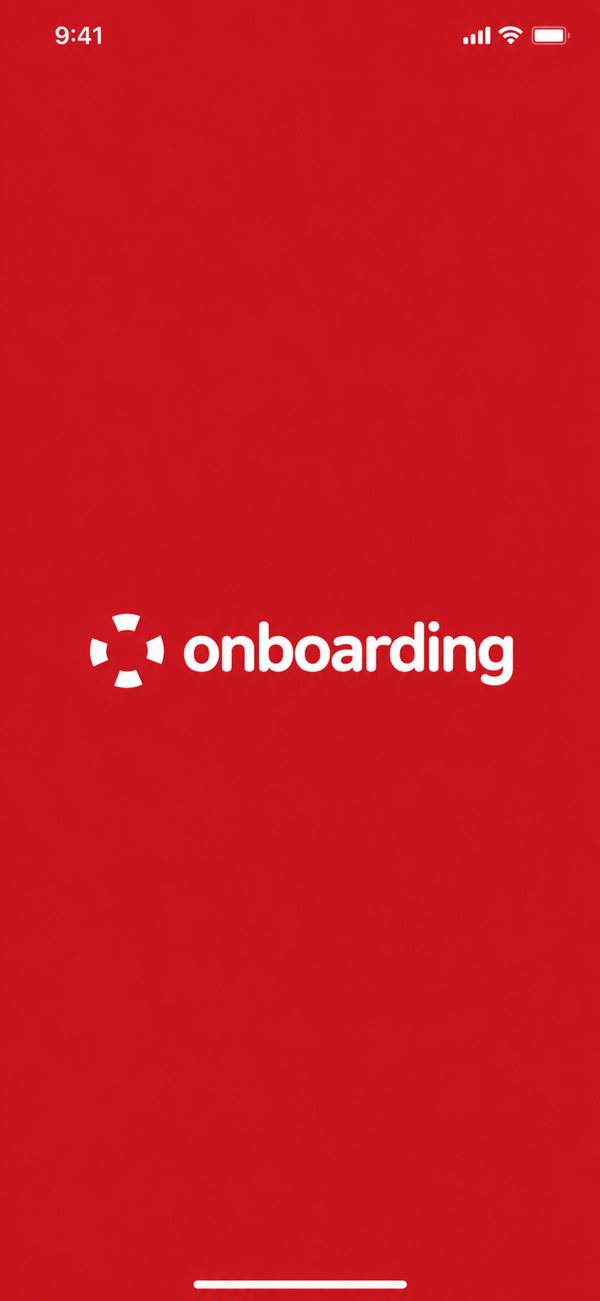온보딩 앱 시작 화면 - 빨간 배경의 onboarding 로고